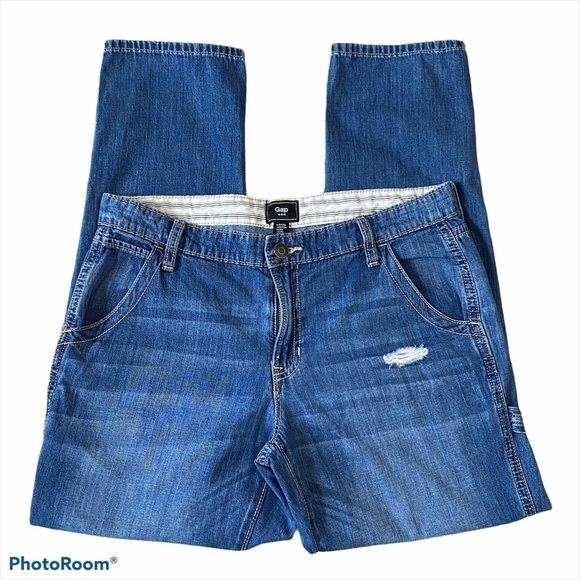 GAP (Fall 2017) Carpenter Jean Distressed High Rise Women 28R - Picture 3 of 11